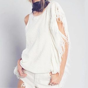 NWT $229 Free People Treat Me Tender Fringe Tank Top Cream M Boho Ivory Summer